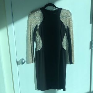 XSCAPE Rhinestone Illusion Cocktail Dress